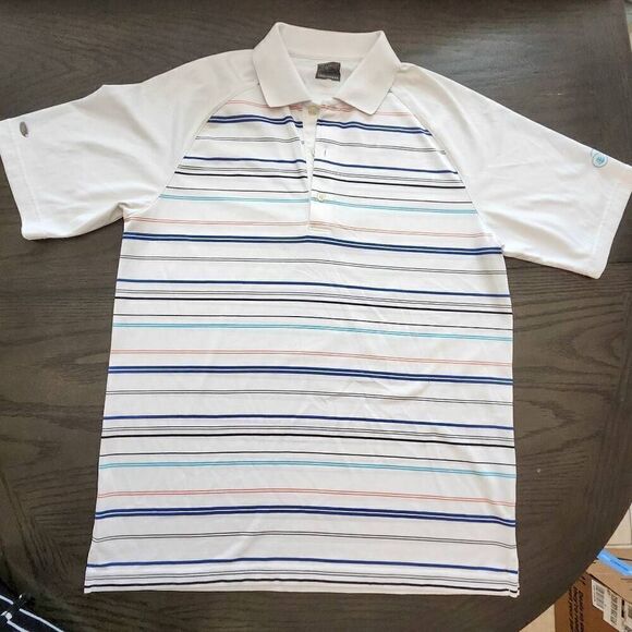Greg Norman Golf Shirt Striped Men's Size M 100% Polyester - Picture 1 of 8